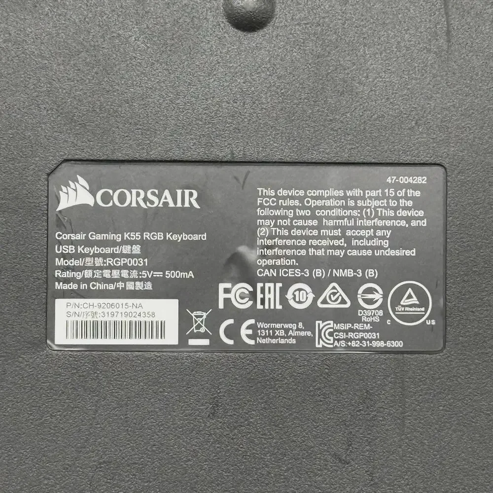 Corsair K55 RGB CH9206015 Dynamic Per-Key Backlighting Gaming Keyboard